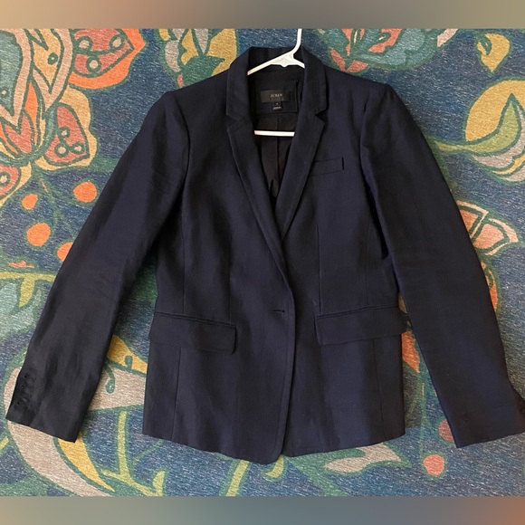 J. Crew 100% Linen Navy Blue Regent Blazer - Picture 3 of 6